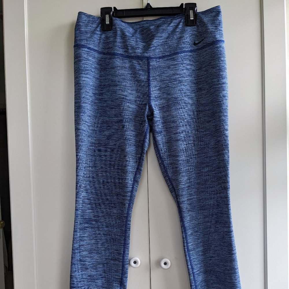 Nike Dri Fit Leggings Full Length Mid Rise Leggings - Space Dye Blue - Size L